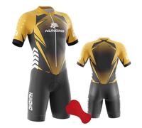 Combinaison Triathlon Homme Sport Pro Trifonction - Manches Courtes Respirante pour Course à Pied, Cyclisme et Natation - Vêtement Sportif Extérieur (Type-1,TG)