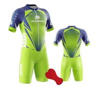 Combinaison Triathlon Homme Sport Pro Trifonction - Manches Courtes Respirante pour Course à Pied, Cyclisme et Natation - Vêtement Sportif Extérieur (Type-7,TG)