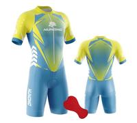 Combinaison Triathlon Homme Sport Pro Trifonction - Manches Courtes Respirante pour Course à Pied, Cyclisme et Natation - Vêtement Sportif Extérieur (Type-9,Grand)