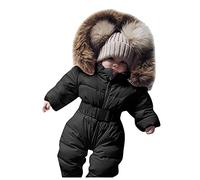 Combinaison veste bébé manteau chaud nourrisson combinaison de neige grenouillère avec capuche vêtements d'extérieur manteau et veste anorak femme, Noir , 18-24 mois