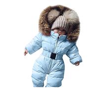 Combinaison veste bébé manteau chaud nourrisson combinaison de neige grenouillère avec capuche vêtements d'extérieur manteau et veste anorak femme, bleu ciel, 9-12 mois