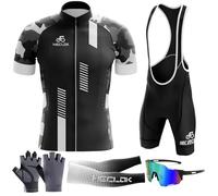 Combinaisons de Cyclisme Hommes Ensemble Maillot Cycliste à Manches Courtes Maillot Cycliste Respirant,Ensemble de Maillots de Cyclisme Le Plus récent 2024+9D Gel Seat Padding Shorts (TYP-14,L)