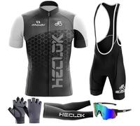 Combinaisons de Cyclisme Hommes Ensemble Maillot Cycliste à Manches Courtes Maillot Cycliste Respirant,Ensemble de Maillots de Cyclisme Le Plus récent 2024+9D Gel Seat Padding Shorts (TYP-3,L)