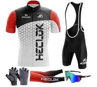 Combinaisons de Cyclisme Hommes Ensemble Maillot Cycliste à Manches Courtes Maillot Cycliste Respirant，Ensemble de Maillots de Cyclisme Le Plus récent 2024+9D Gel Seat Padding Shorts (TYP-1,XL)