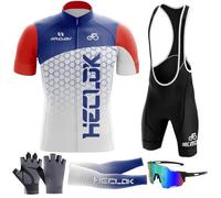 Combinaisons de Cyclisme Hommes Ensemble Maillot Cycliste à Manches Courtes Maillot Cycliste Respirant，Ensemble de Maillots de Cyclisme Le Plus récent 2024+9D Gel Seat Padding Shorts (TYP-2,XS)