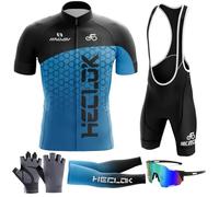 Combinaisons de Cyclisme Hommes Ensemble Maillot Cycliste à Manches Courtes Maillot Cycliste Respirant,Ensemble de Maillots de Cyclisme Le Plus récent 2024+9D Gel Seat Padding Shorts (TYP-4,XL)