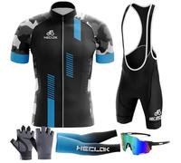 Combinaisons de Cyclisme Hommes Ensemble Maillot Cycliste à Manches Courtes Maillot Cycliste Respirant,Ensemble de Maillots de Cyclisme Le Plus récent 2024+9D Gel Seat Padding Shorts (TYP-12,XS)