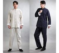 Combinaisons de Kung Fu Tai Chi, Ensemble de Tai Chi for Homme, Manches Longues, Boutons Grenouille, Lin, Multicolore, Plusieurs Tailles(Black,XS Size)