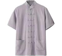 Combinaisons de Kung Fu Tai Chi, Uniforme de Tai Chi for Homme, Costume Tang Hanfu à Manches Courtes en Coton et Lin, Multicolore, Plusieurs Tailles(Grau,M)