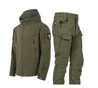 Combinaisons De Ski D'hiver Pour Hommes, Combinaisons De Ski À Capuche Chaudes D'hiver Pour Hommes, Ensemble Veste Et Pantalon Avec Brassard Et Ceinture, Vêtements D'alpinisme Mode(Dark green,L)