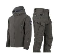 Combinaisons De Ski D'hiver Pour Hommes, Combinaisons De Ski À Capuche Chaudes D'hiver Pour Hommes, Ensemble Veste Et Pantalon Avec Brassard Et Ceinture, Vêtements D'alpinisme Mode(Gris,XL)