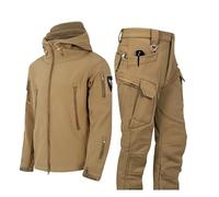 Combinaisons De Ski D'hiver Pour Hommes, Combinaisons De Ski À Capuche Chaudes D'hiver Pour Hommes, Ensemble Veste Et Pantalon Avec Brassard Et Ceinture, Vêtements D'alpinisme Mode(Khaki,XXL)