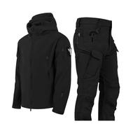 Combinaisons De Ski D'hiver Pour Hommes, Combinaisons De Ski À Capuche Chaudes D'hiver Pour Hommes, Ensemble Veste Et Pantalon Avec Brassard Et Ceinture, Vêtements D'alpinisme Mode(Black,XXL)