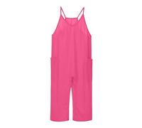 Combinaisons De Ski Fille sans Manches pour Filles, Salopette Ample à Bretelles Spaghetti, Pantalons Longs avec Poche, 1 pièce Couture Combinaison(Rose Vif,10-11 Years)