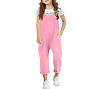 Combinaisons décontractées sans manches pour filles, bretelles spaghetti, combinaisons amples, pantalons longs avec, combinaison 1 pièce bébé 80 garçon, Rose, 10-11 ans