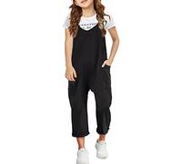 Combinaisons décontractées sans manches pour filles, bretelles spaghetti, combinaisons amples, pantalons longs avec, combinaison 1 pièce bébé 80 garçon, Noir , 8-9 ans