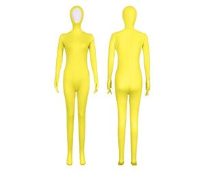 Combinaisons d'Halloween pour filles avec mains et pieds liés exposés, combinaison de scène de danse (jaune, 5-6 ans)