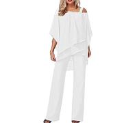 Combinaisons Élégantes Femme d'Été 2 Pièces Complet Pantalon Jambe Large et Travail Combinaisons Couleur Unie Robe Sans Manches Décontracté Ensemble Complet Baggy Sexy Tailleur Cérémonie Mariage,