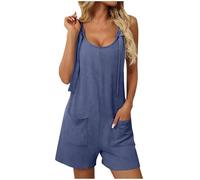 Combinaisons et Combishorts Femme Chic Combishort Ample et Respirant Été Salopette Grande Taille Salopettes Short Bretelles Spaghetti Baggy Jumpsuit Playsuit avec Poches Chic et Élégant Rompers
