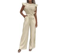 Combinaisons Et Combishorts Femme Combinaison Mariage Pantalon Soirée Ensemble Tenues Élégante Tailleur Pour Chic De Travail Robe Soiree Ceremonie Elegant Haut Fluide Ete Tenue Invité,Beige,M
