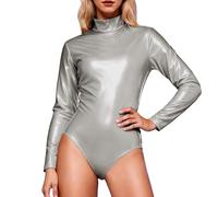 Combinaisons Et Combishorts Femme- Justaucorps De Danse éLéGant à Col Montant Et Manches Longues La Gymnastique Et Les Spectacles