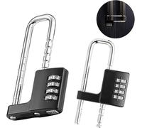 Combination Padlock With Long Shackle 2 Pack 4 Digit Combination Padlock Adjustable Shackle Padlock For School Gym Locker Fence Gate Cooler Lock