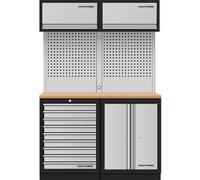 Combiné compact 2 places MOBILIO avec paroi perforée, hêtre multiplex
