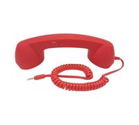 Combiné de téléphone rétro confortable et élégant multifonction classique avec écouteurs filaires (rouge)