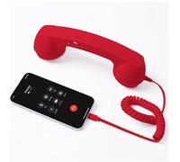 Combiné de téléphone rétro de type C avec microphone et haut-parleur, adaptateur de combiné de téléphone rétro pour téléphones mobiles, tablettes, appels au bureau et à la maison (rouge)