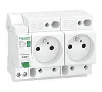 Combiné disjoncteur + 2 prises - SCHNEIDER ELECTRIC - Resi9 XE - 16A - Courbe C - Blanc