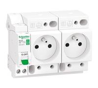 Schneider Electric – Combiné disjoncteur + 2 prises – Resi9 XE – 16A – Courbe C – Blanc