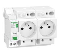 Combiné disjoncteur et 2 prises de courant SCHNEIDER R9ECS616 16A type C Auto 3kA 1P+N embrochable Resi9 XE