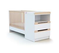 AT4 - Lit Combiné Evolutif CARROUSEL Blanc et Hêtre Verni 60 x 120 cm