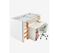 Combiné lit mezzanine + bureau coulissable GECKO blanc TU