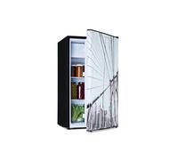 KLARSTEIN CoolArt - Combiné réfrigérateur-congélateur, réfrigérateur avec 2 niveaux de refroidissement, façade design, thermostat avec 5 niveaux, 0 à 10 ° C, capacité 79 litres - design grande ville