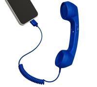 Combiné rétro de type C filaire pour téléphone portable | Combiné rétro avec microphone pour visioconférences téléphoniques téléphoniques réunions maison Bleu