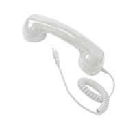 Combiné Rétro Type C Avec Microphone, Haut Parleur Et Contrôle Du Volume | Combiné Rétro Type C Avec Microphone, Haut Parleur Et Contrôle Du Volume, Finition Noire Brillante Et Câble Spiralé