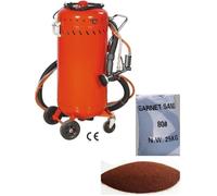 Combiné Sableuse Aspirateur mobile 106L intérieur / extérieur + Sac 25kgs d'Abrasif Garnet Mesh 80A+
