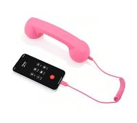 Combiné Téléphonique 3,5 Mm, Récepteur de Téléphone Portable Vintage, Microphone, Haut-Parleur, avec Adaptateur 3,5 Mm vers USB C, combiné Rétro pour Téléphone Portable (Rosa)