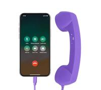 Combiné Téléphonique 3,5 Mm, Récepteur de Téléphone Portable Vintage, Microphone, Haut-Parleur, avec Adaptateur 3,5 Mm vers USB C, combiné Rétro pour Téléphone Portable (Purple)