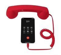 Combiné téléphonique filaire rétro avec connecteur de type C conçu pour une transmission vocale claire et une utilisation longue durée sur les appareils de communication modernes (rouge)