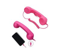 Combiné téléphonique Filaire rétro Sonne avec rétro, Rose Red | Une unité de type C et une unité de 3, 5 mm, forme de récepteur de ligne fixe rétro, le colis exclut l ' équipement de