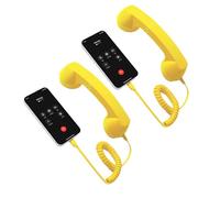 Combiné téléphonique rétro avec cordon direct de type C, Yellow A | Contrôle réglable sur le combiné, écouteur et microphone intégrés, actions d ' appel essentielles à portée de