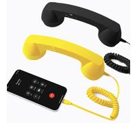 Combiné téléphonique rétro avec écouteurs Type-C, fil anti-emmêlement, récepteur de téléphone fixe, style téléphone portable Orange
