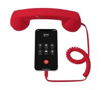 Combiné téléphonique rétro filaire avec connexion de type C pour une utilisation avec smartphones et ordinateurs portables offrant une voix améliorée (rouge)