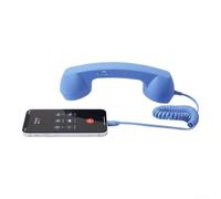 Combiné téléphonique rétro filaire avec connexion de type C pour une utilisation avec smartphones et ordinateurs portables offrant une voix améliorée (bleu)