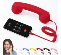 Combiné téléphonique rétro, Nouveau combiné téléphonique rétro USB C 2026, combiné téléphonique Fixe Style téléphone rétro Bluetooth/Type-C for la vidéo, Les appels et Les réunions(Red,USB-C)