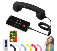 Combiné téléphonique rétro pour Smartphone，Noir | téléphonique vintage avec prise jack 3,5 mm et adaptateurs USB-C et Lightning pour appels, réunions et visioconférences