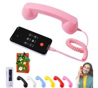 Combiné téléphonique rétro pour Smartphone，Rose | téléphonique vintage avec prise jack 3,5 mm et adaptateurs USB-C et Lightning pour appels, réunions et visioconférences