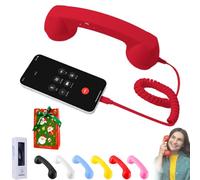 Combiné téléphonique rétro pour Smartphone，Rouge | téléphonique vintage avec prise jack 3,5 mm et adaptateurs USB-C et Lightning pour appels, réunions et visioconférences